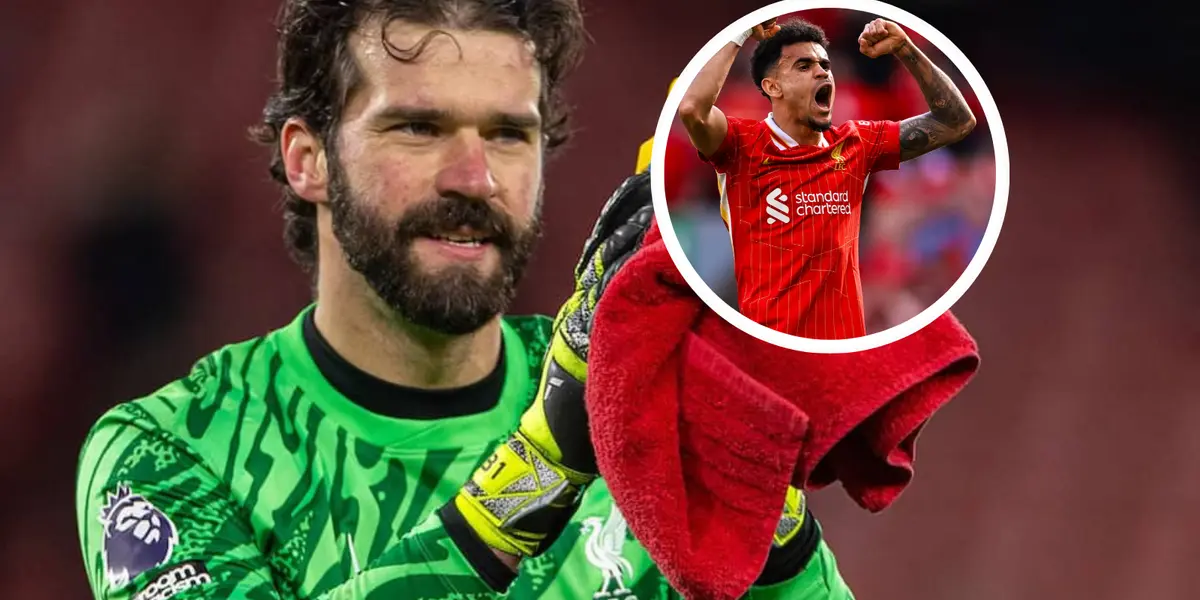 ¡Abrazo de campeones! La emoción de Alisson y Díaz tras la Premier. Foto: LFC