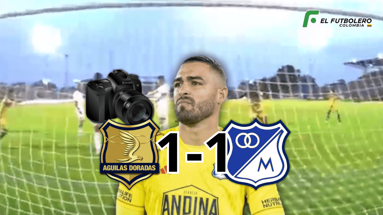 Águilas Doradas vs Millonarios Foto: Escudoteca PN, Pexels y Captura de Win Sports
