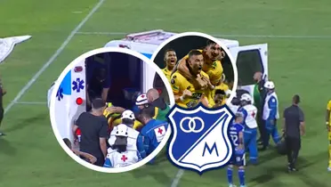 ¡Alarma en Bucaramanga! Terrible choque de Pons en VIDEO. Foto: Captura de Win Sports, Conmebol y Escudoteca