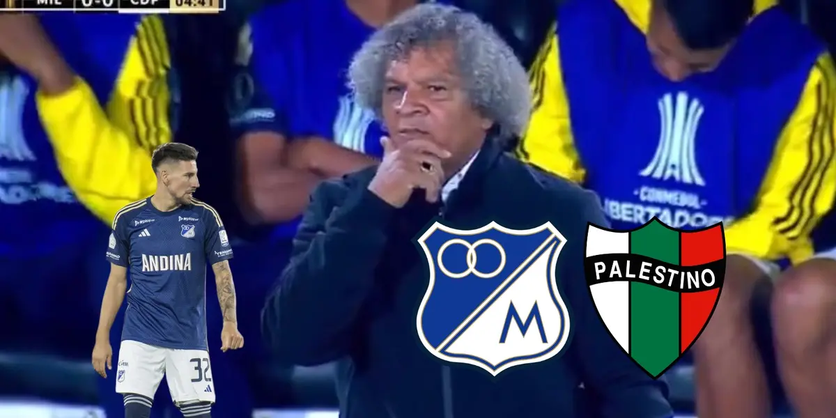 Alberto Gamero en el partido de Millonarios FC contra Palestino