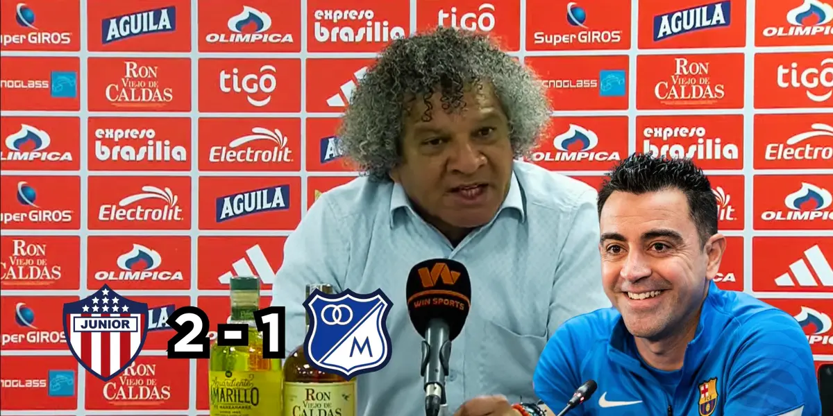 Alberto Gamero hablando en la rueda de prensa en Barranquilla