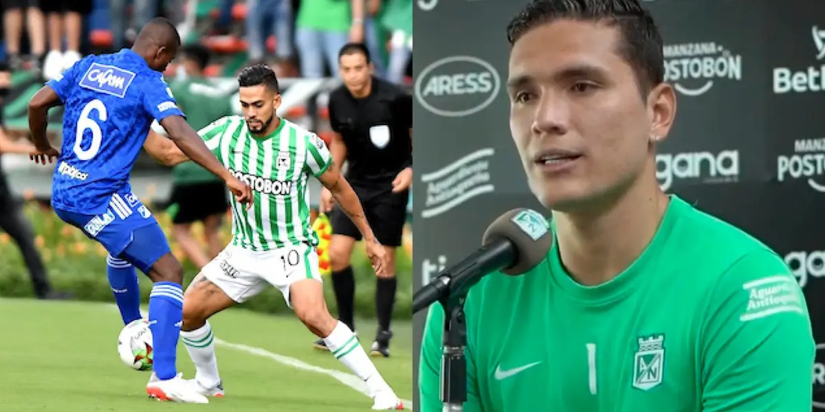 Aldair Quintana pese a que ahora es suplente y no sabe lo que es la titular habló del partido de Atlético Nacional contra Millonarios FC.