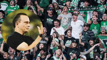 Alejandro Restrepo e hinchas de Nacional. Foto: redes del DIM y Nacional.