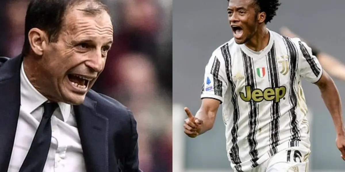 Allegri no pudo ocultar la emoción cuando Cuadrado puso el dos a cero contra el Bolonia y le permitía respirar con más calma en la Serie A de Italia. El colombiano marcó un golazo.