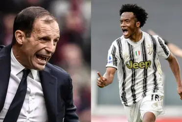 Allegri no pudo ocultar la emoción cuando Cuadrado puso el dos a cero contra el Bolonia y le permitía respirar con más calma en la Serie A de Italia. El colombiano marcó un golazo.