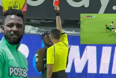 Álvaro Angulo fue expulsado terminando el partido entre Atlético Nacional y Junior