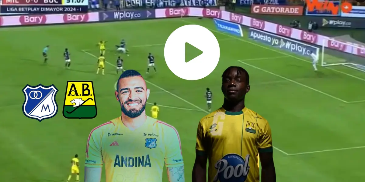 Álvaro Montero de Millonarios FC y Joider Micolta del Atlético Bucaramanga