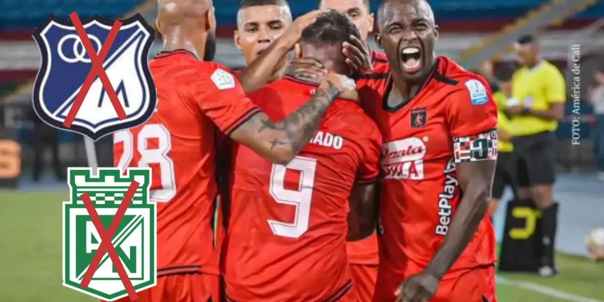 América de Cali celebrando en liga colombiana