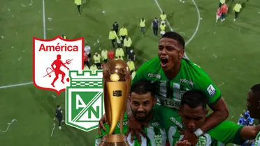 América de Cali vs Atlético Nacional Foto: Captura de Win Sports, El Colombiano y Escudoteca