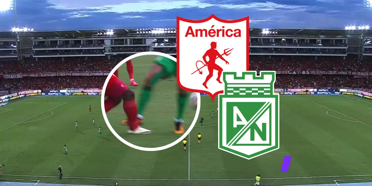 América de Cali vs Atlético Nacional Foto: Captura de Win Sports y Escudoteca