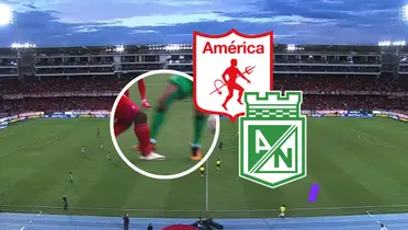 América de Cali vs Atlético Nacional Foto: Captura de Win Sports y Escudoteca