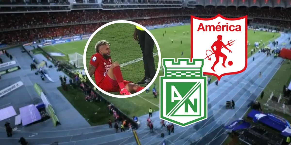 América de Cali vs Atlético Nacional Foto: Captura de Win Sports y Escudoteca