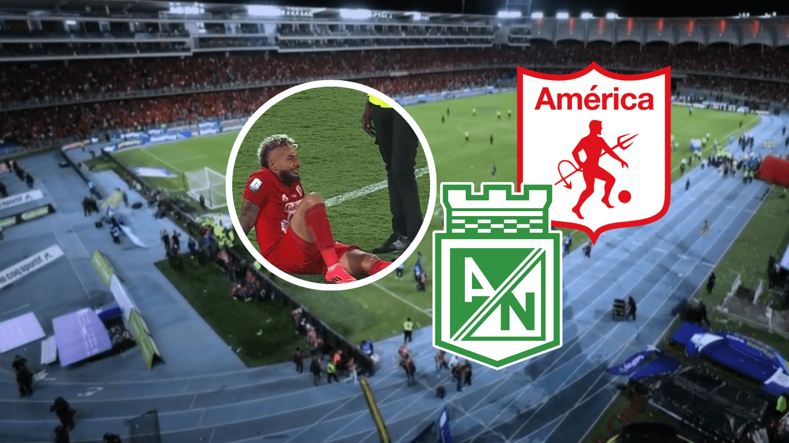 América de Cali vs Atlético Nacional Foto: Captura de Win Sports y Escudoteca