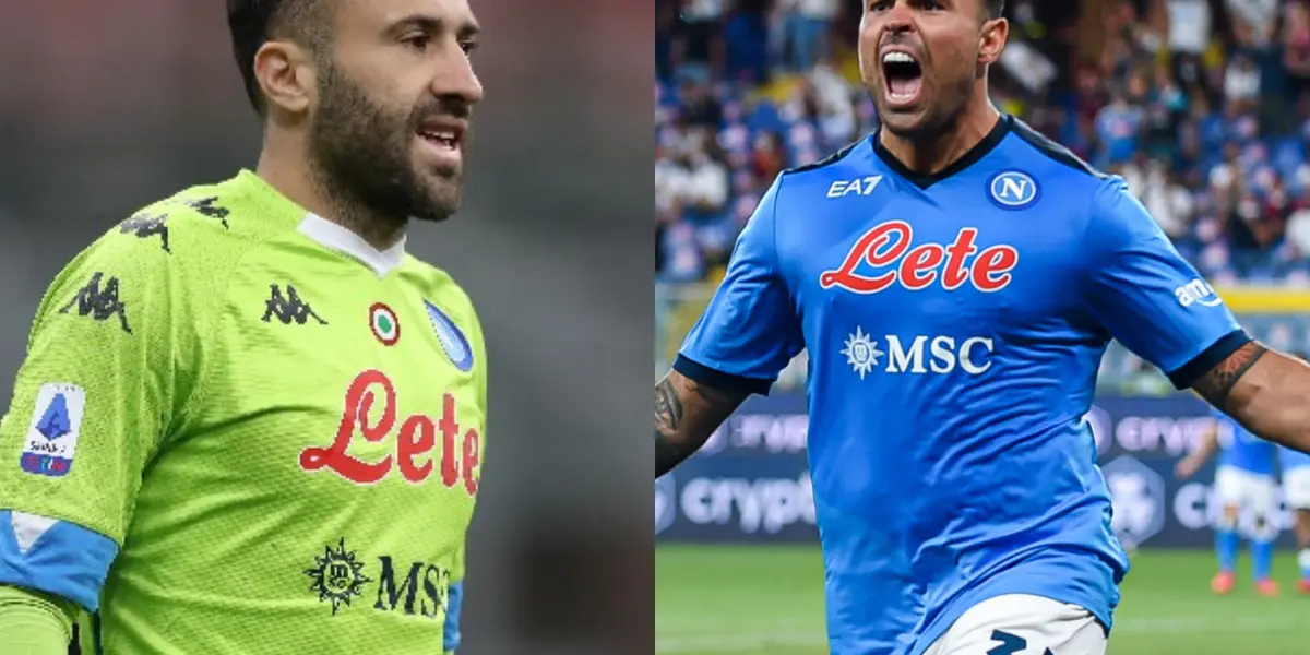 Andrea Petagna pese a ser el goleador del Napoli reconoció con un gesto que David Ospina fue clave para que el equipo no perdiera. 