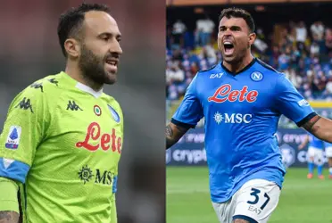 Andrea Petagna pese a ser el goleador del Napoli reconoció con un gesto que David Ospina fue clave para que el equipo no perdiera.