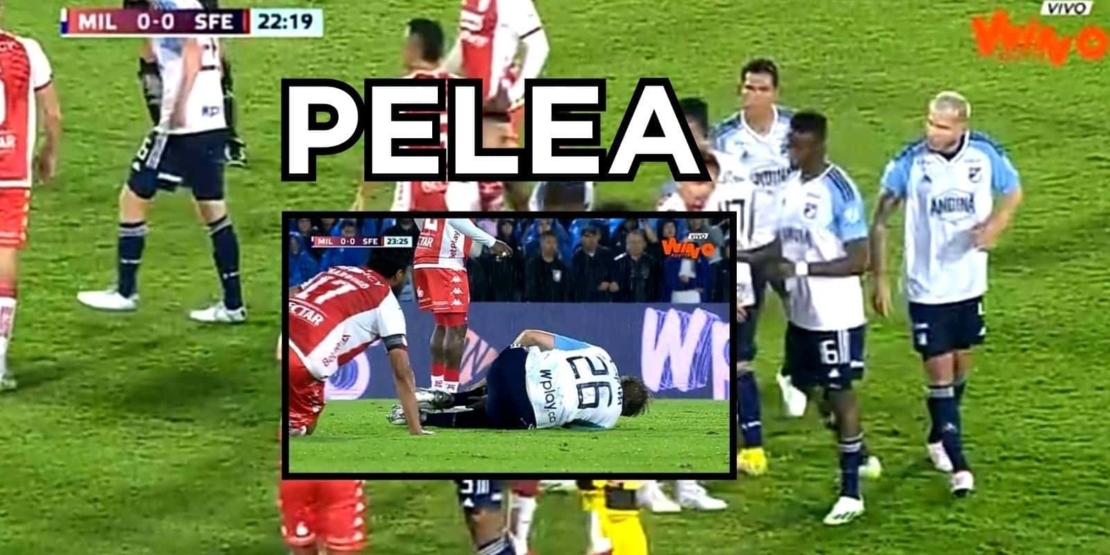 Andrés Llinás de Millonarios FC sufrió una jugada sucia por parte del Santa Fe y se armó una pelea.