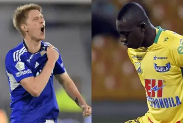 Andrés Llinás y Juan Fernando Caicedo tuvieron este curioso momento en el partido entre Millonarios y Huila.