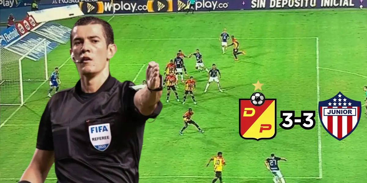 Árbitro del Pereira vs Junior reveló por qué convalidó el gol del 'Tiburón' sobre el final del partido. FOTO: Futbolred
