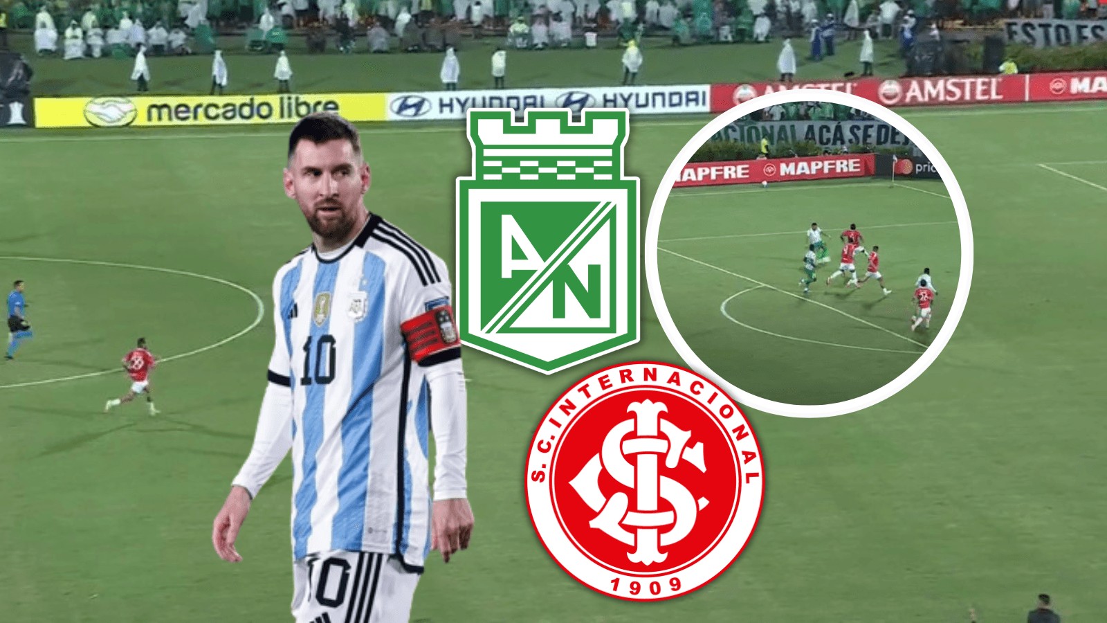 Así fue el pase de fantasía de Hinestroza que desató la locura en Medellín. Foto: Captura de ESPN, Escudoteca y AFA