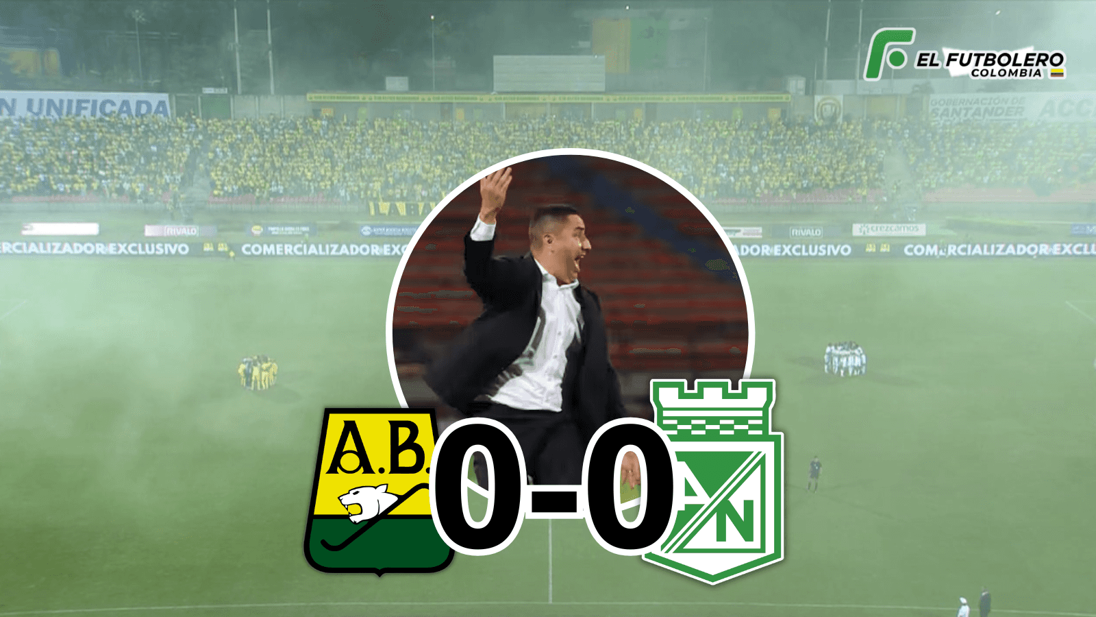 Atlético Bucaramanga vs Atlético Nacional Foto: Escudoteca PN y Captura de Win Sports