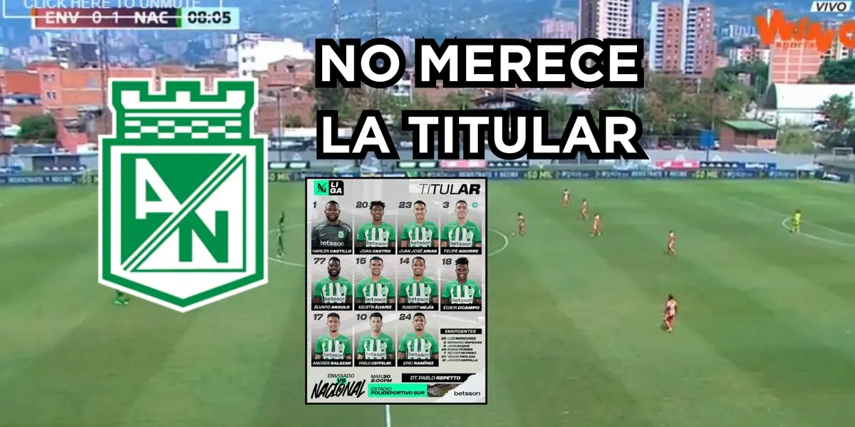 Atlético Nacional jugó contra Envigado. Foto tomada de captura de pantalla de Win Sports y Twitter Nacional.