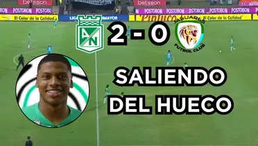 Atlético Nacional le ganó a Jaguares de Córdoba en Medellín. Foto tomada de captura de pantalla de Win Sports y Twitter Atletico Nacional.