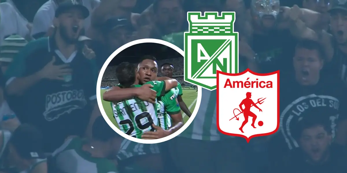 Atlético Nacional vs América de Cali Foto: Captura de Win Sports y Escudoteca
