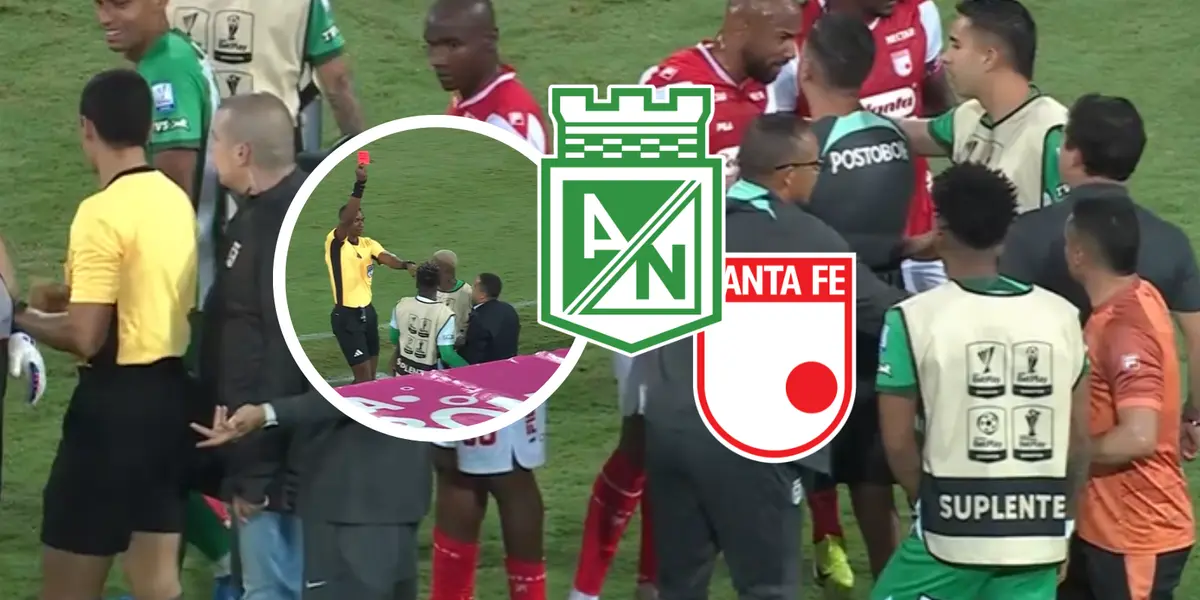 Atlético Nacional vs Independiente Santa Fe Foto: Captura de Pantalla Win Sports y Escudoteca