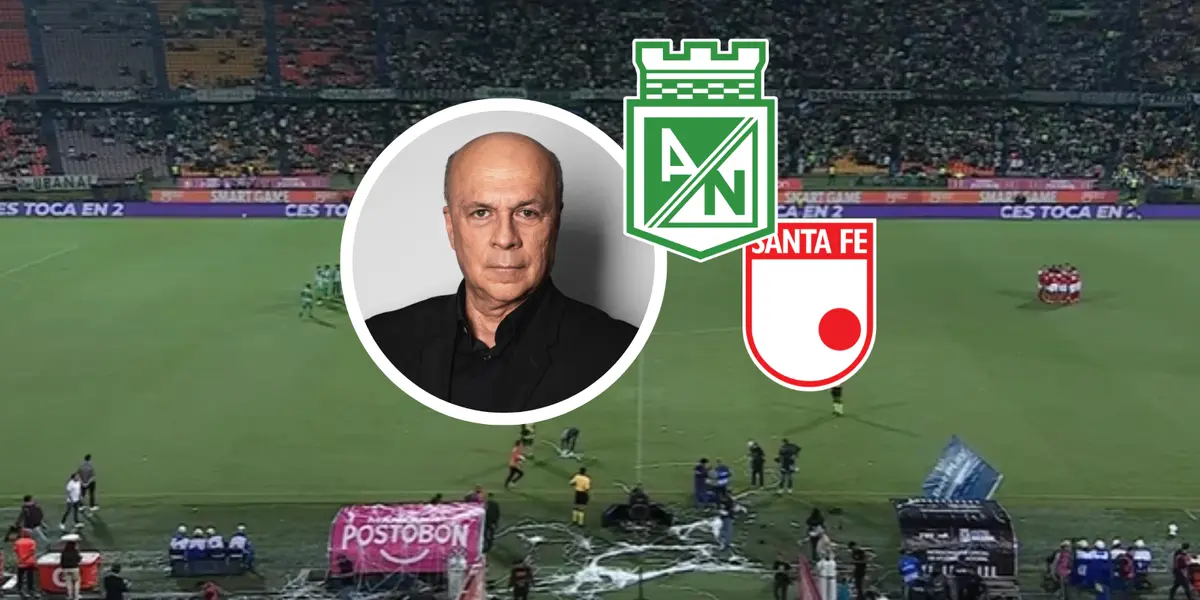 Atlético Nacional vs Independiente Santa Fe Foto: Captura de Win Sports y Escudoteca