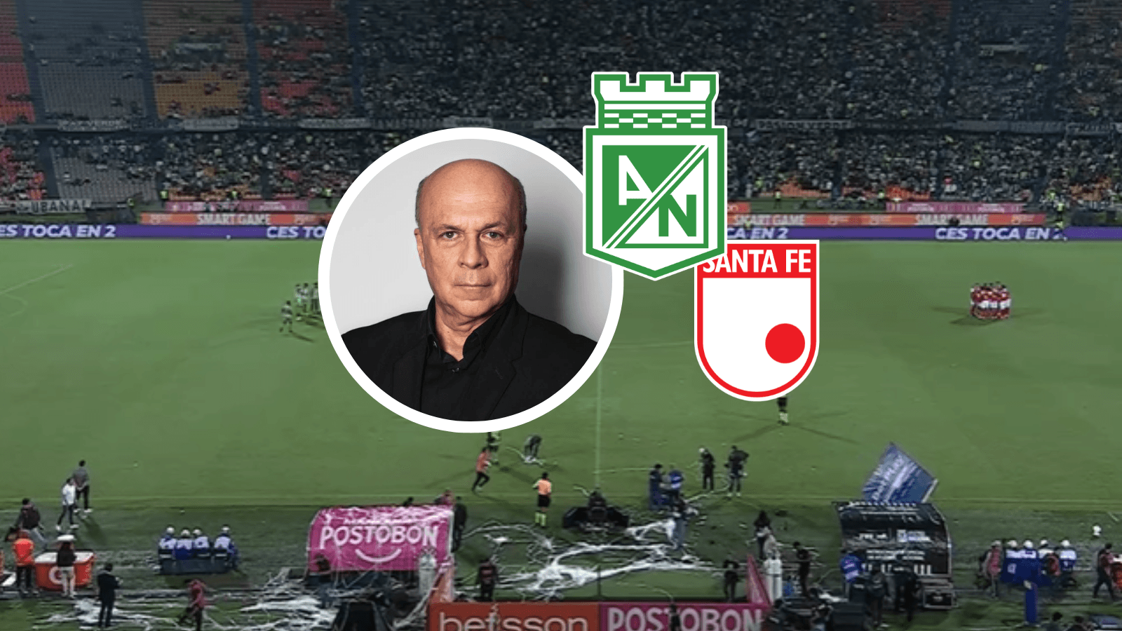 Atlético Nacional vs Independiente Santa Fe Foto: Captura de Win Sports y Escudoteca