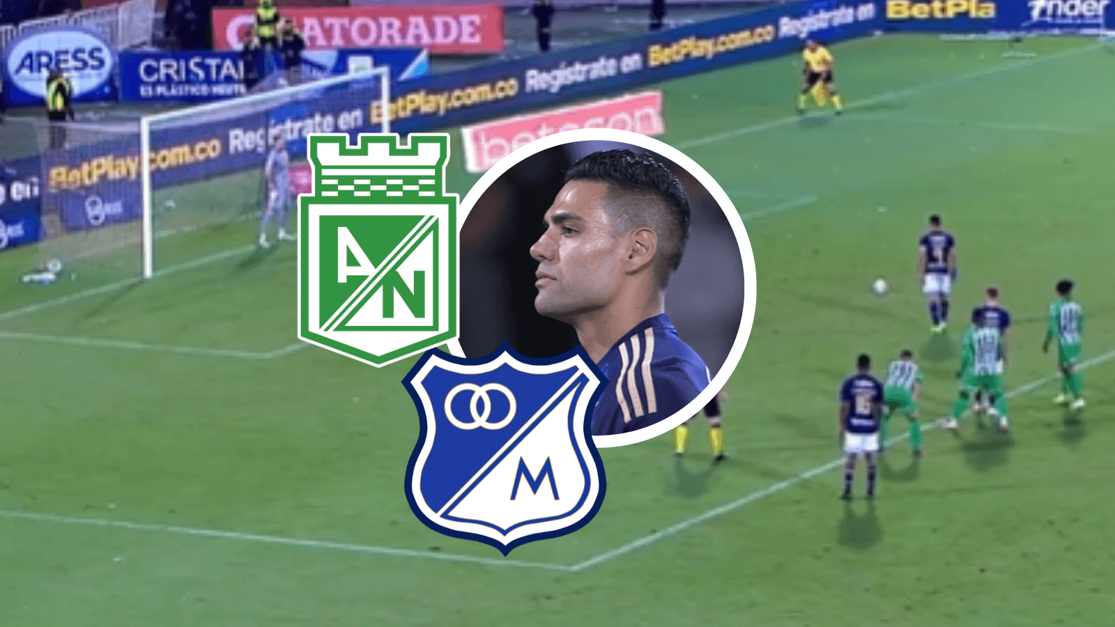 Atlético Nacional vs Millonarios Foto: Captura de Win Sports y Escudoteca