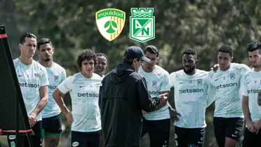 Ausencias en Nacional contra La Equidad. Foto de Nacional tomada de Twitter @nacionaloficial y logos de Wikipedia.