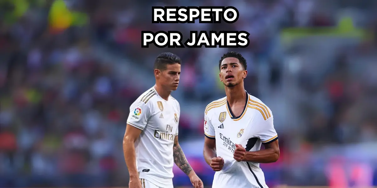   Bellingham respeta a James Rodríguez. Foto de Jude tomada de Twitter @BellinghamJude, James de Twitter @jamesdrodriguez. 