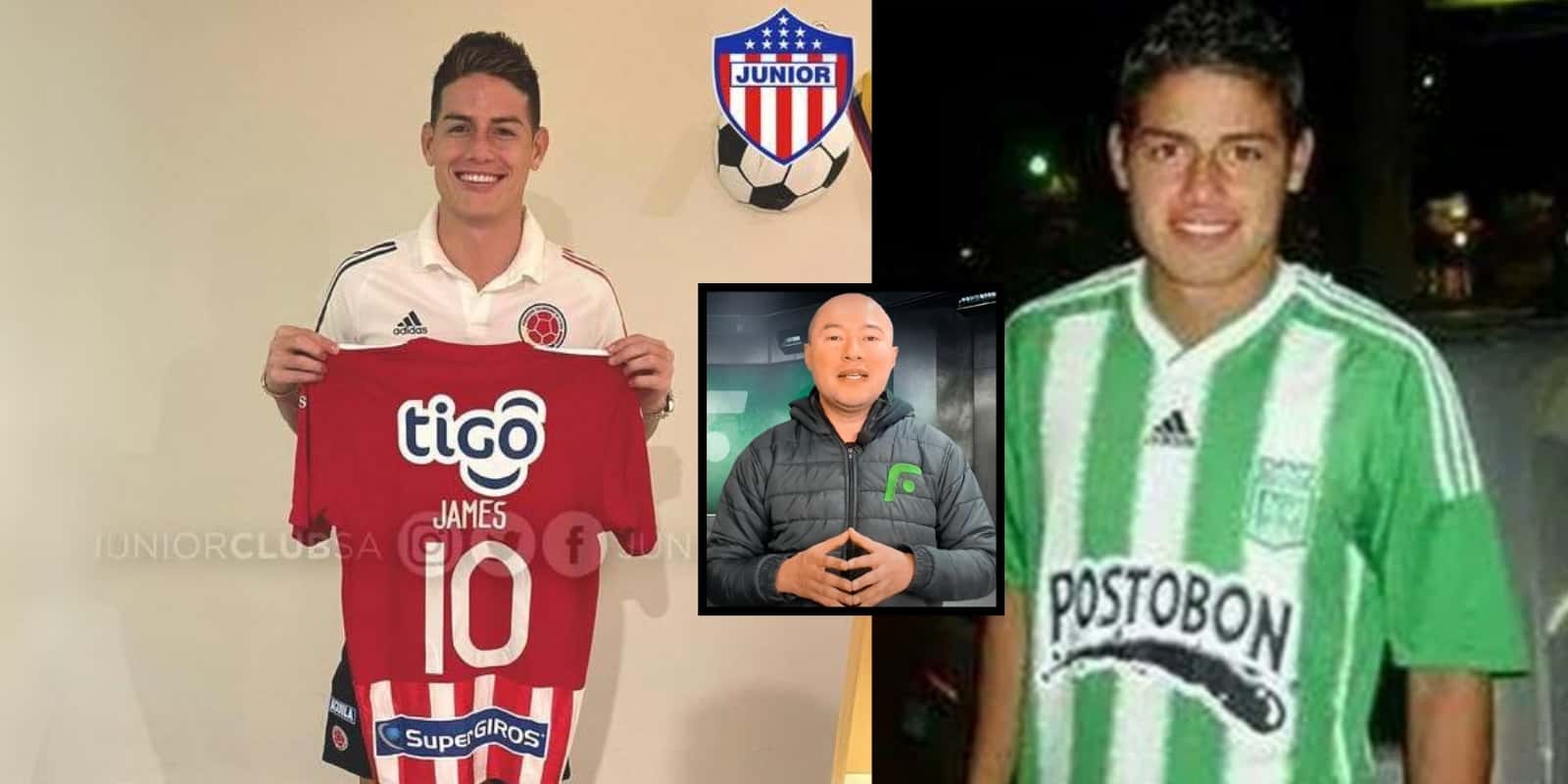Bermúdez habló de James. Foto de James tomada de Twitter @JuniorClubSA y portal Pulzo, foto de Bermúdez de El Futbolero Col. YouTube.