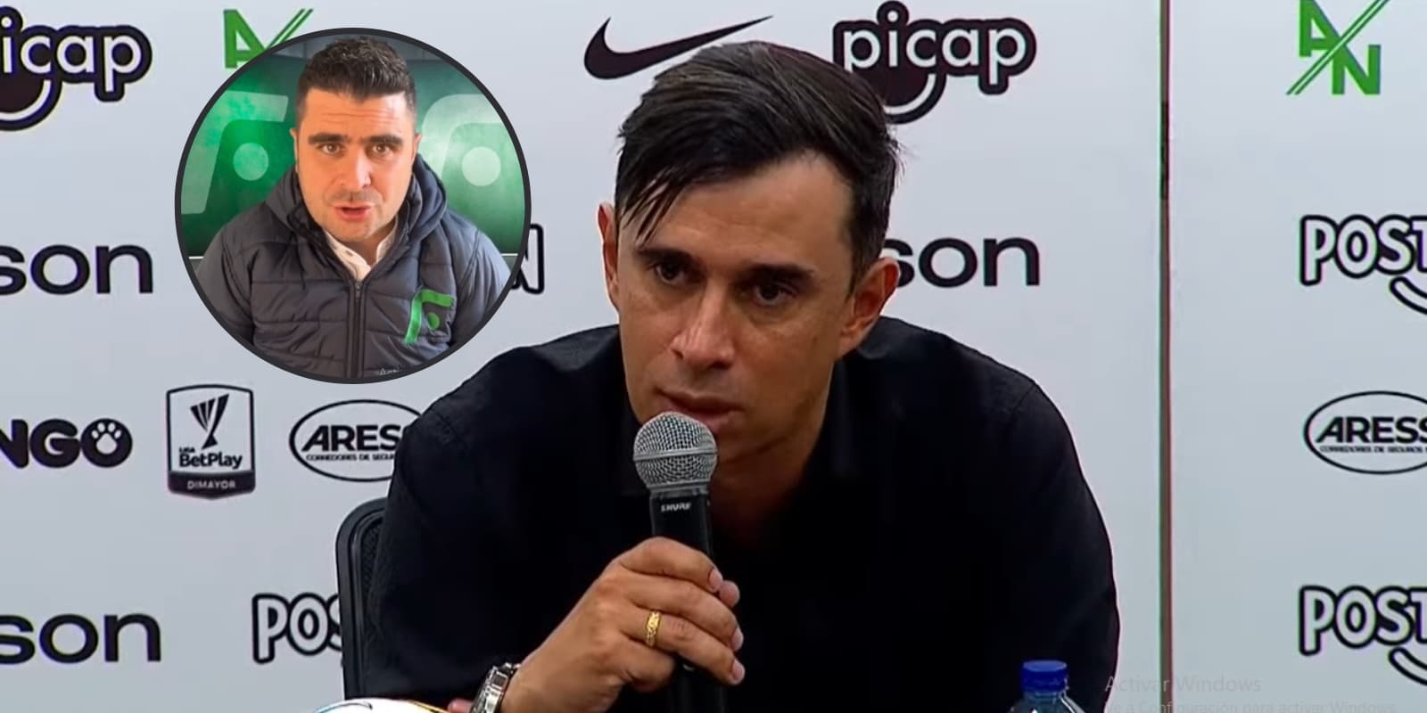 Cadavid habló del caso Bodmer. Foto de Bodmer captura de pantalla de rueda de prensa, foto Cadavid YouTube El Futbolero Colombia.