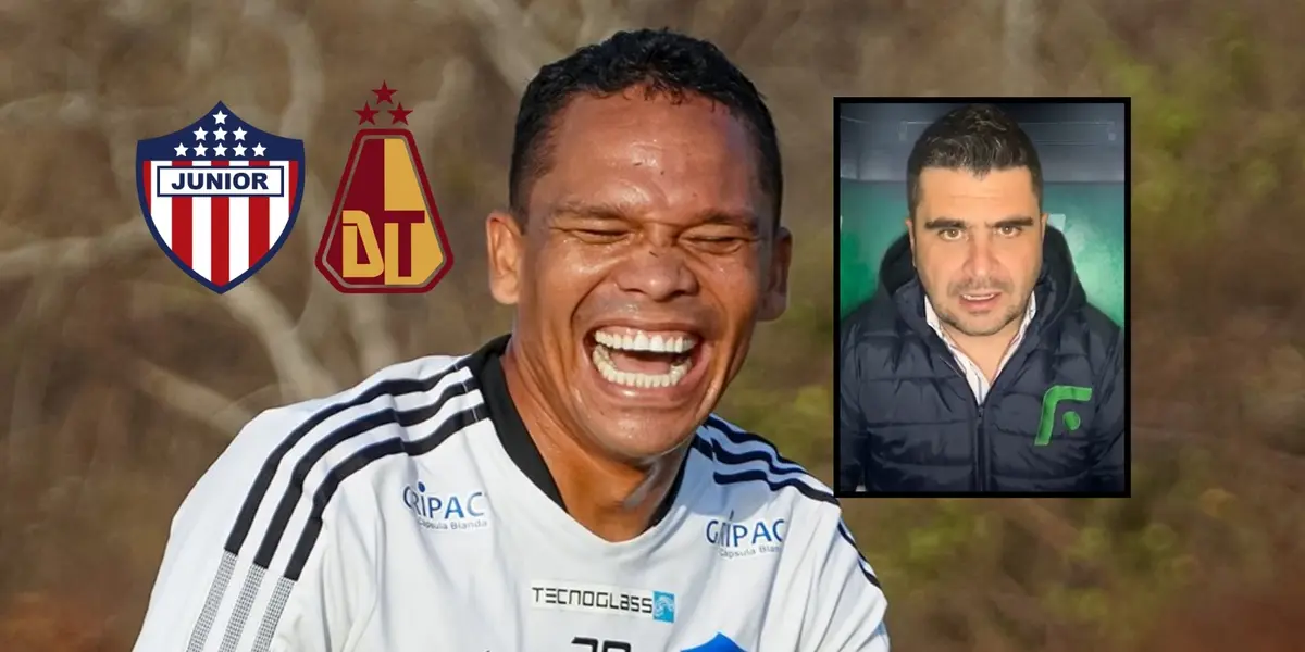 Cadavid habló del Junior. Foto del Junior tomada del Twitter @JuniorClubSA, logos de Wikipedia, foto de Cadavid captura de pantalla.