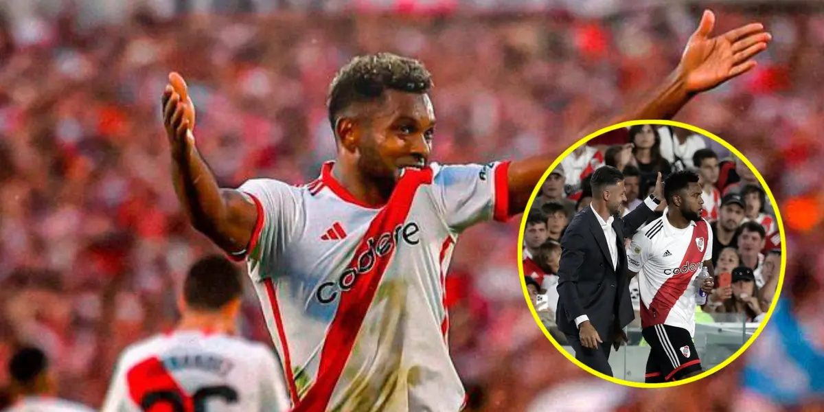 Cambio el discurso y así se rindió Demichelis ante Miguel Borja en River Plate