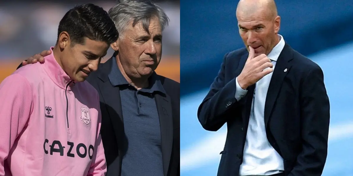 Carlo Ancelotti culpó a Zinedine Zidane por el bajo rendimiento de James Rodríguez en el Real Madrid. 