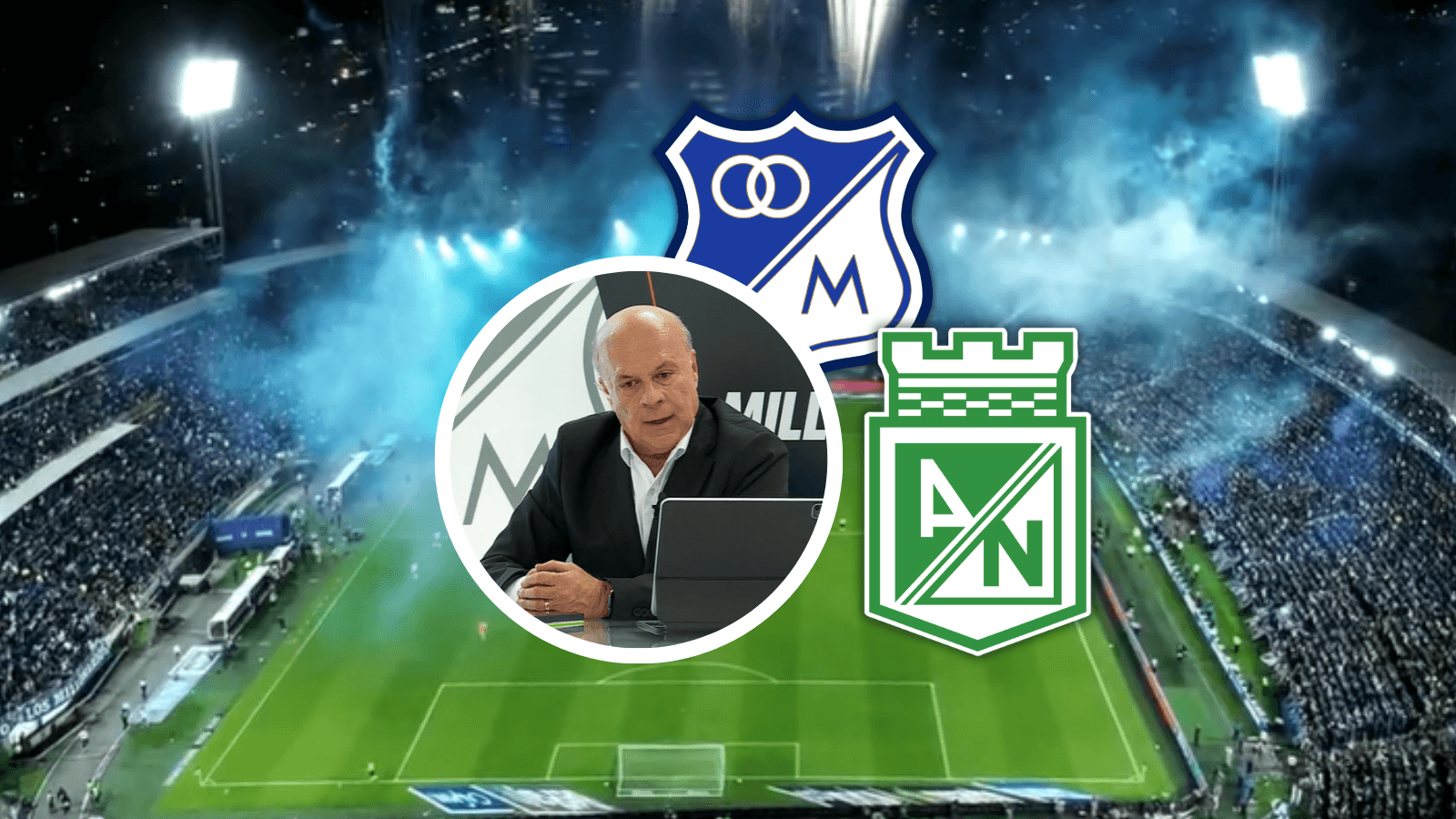 Carlos Antonio Vélez y su reacción por el clásico colombiano Foto: Captura de Win Sports y Escudoteca