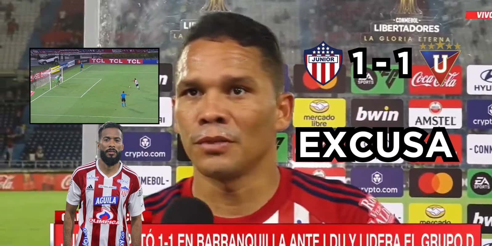 Carlos Bacca habló del penal que falló Cariaco González ante LDU Quito