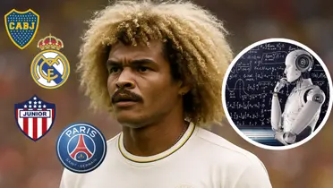Carlos Valderrama y la carrera que plantea la IA sobre su presente si fuese futbolista activo Foto: Chat GPT, Escudoteca y Creada con Chat GPT
