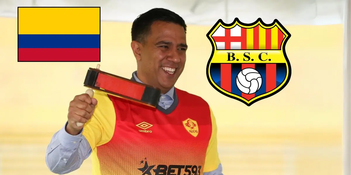 César Farías con la camiseta de Aucas de Ecuador