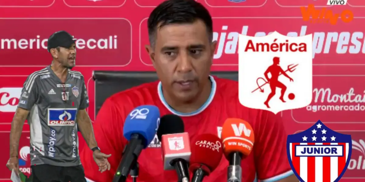 César Farías hablando ante los medios previo América vs Junior