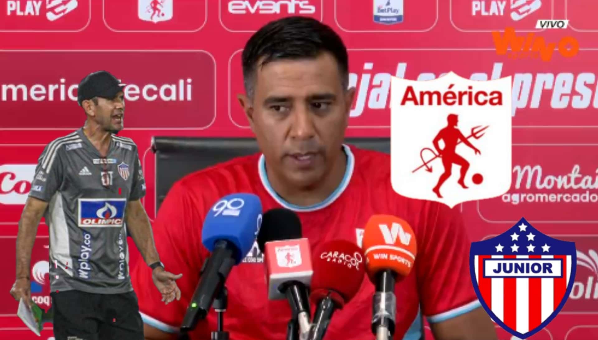 César Farías hablando ante los medios previo América vs Junior