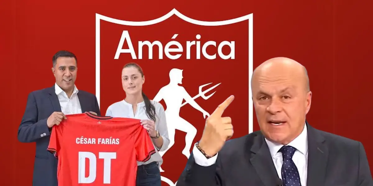 César Farías, la Presidenta del América de Cali y Carlos Antonio Vélez