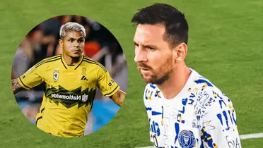 Chucho Hernández y Lionel Messi. Foto: redes de Columbus Crew e Inter Miami.