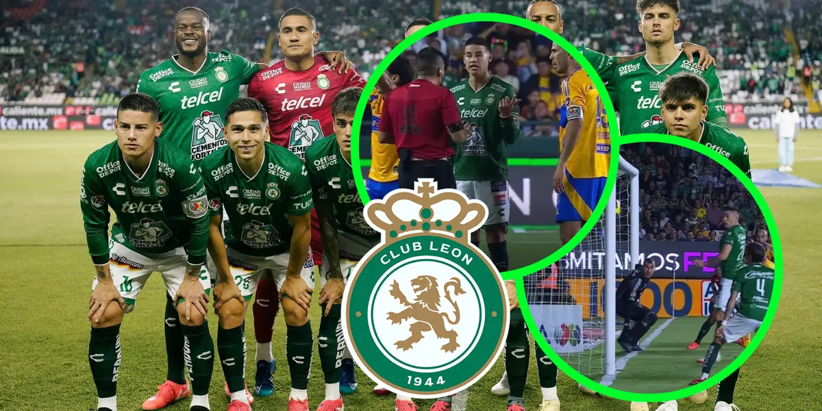 Club León vs Tigres Foto: Club León, Escudoteca y Captura de Win Sports