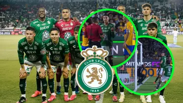 Club León vs Tigres Foto: Club León, Escudoteca y Captura de Win Sports