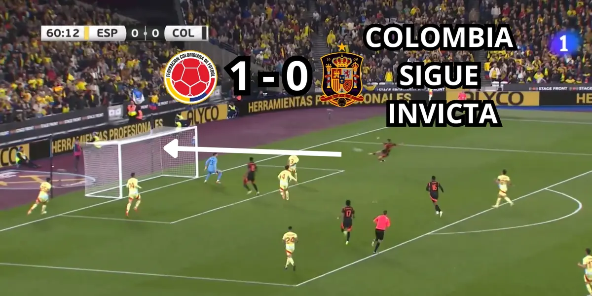 Colombia le ganó a España. Foto captura de pantalla de Teledeporte y FCF en Twitter.