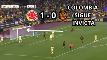 Colombia le ganó a España. Foto captura de pantalla de Teledeporte y FCF en Twitter.